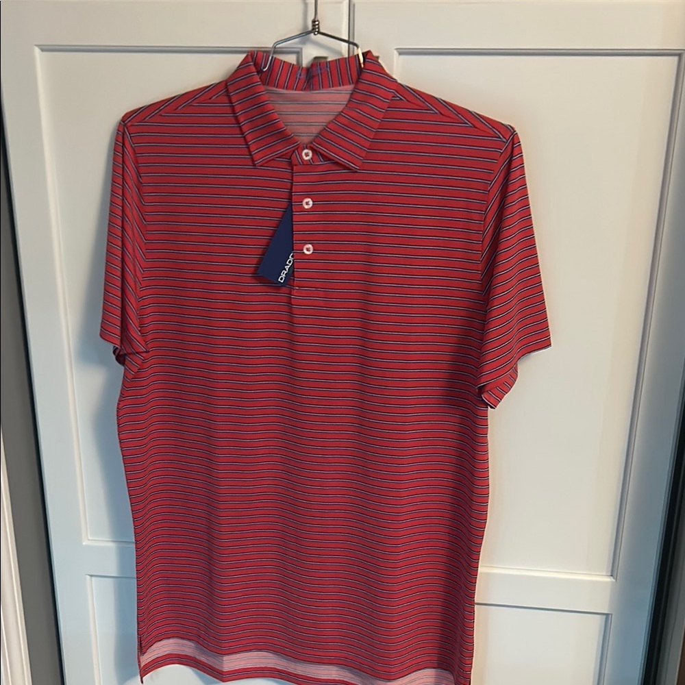 Red and Blue Polo Shirt with Stripes
